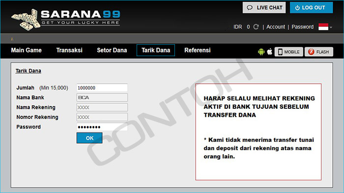 sarana99 menu tarik dana dominoqq